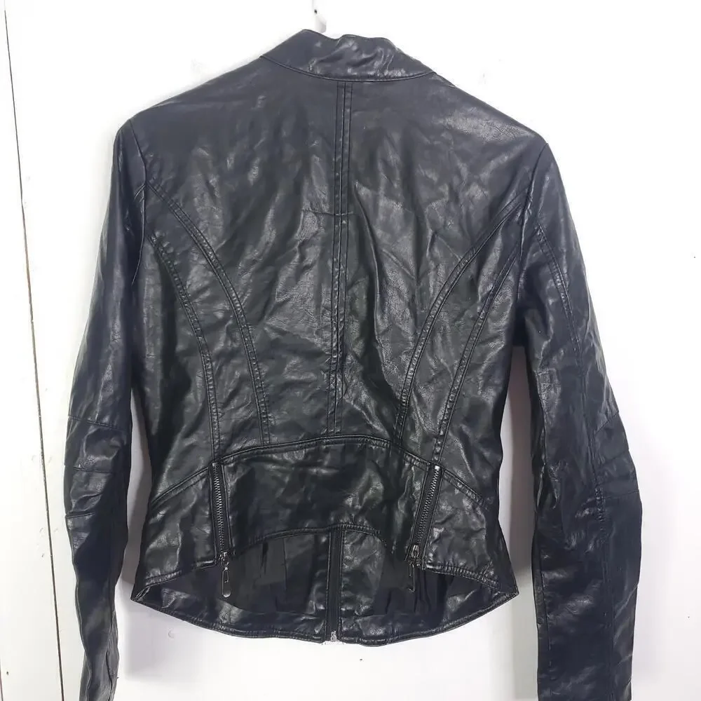 Therapy Jacket Womens Size M Faux Leather Moto Biker Motorcycle Edgy Zip Up